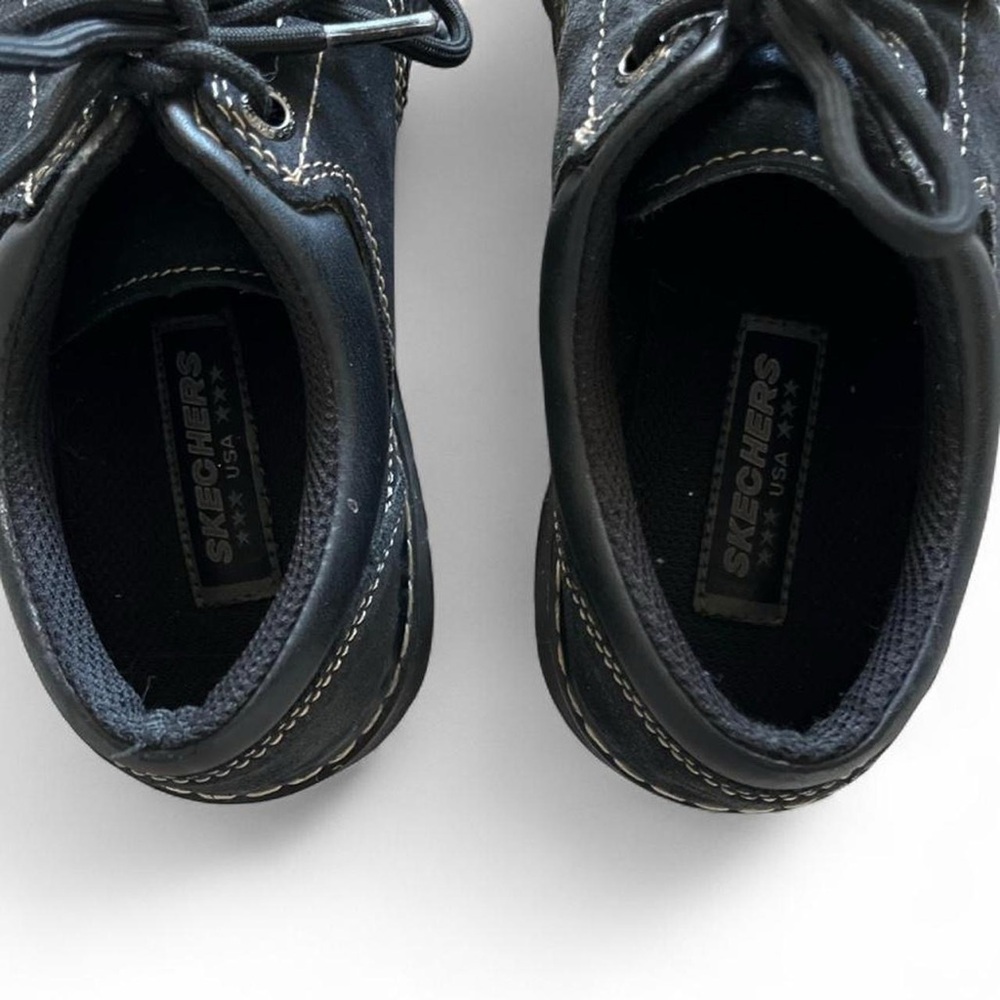 Skechers 90s Vintage Black Oxford Lace Up Chunky Heel Shoes - Picture 4 of 7